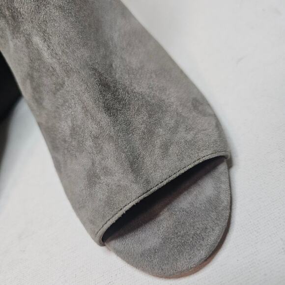 Donald Pliner 10M Gray studded suede leather Janesp Peep toe Booties Zip closure - Picture 15 of 16